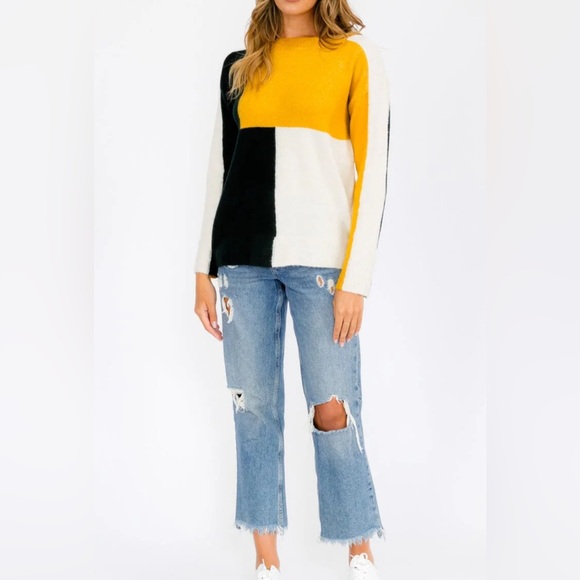 NWT Hem & Thread WOMEN'S COLORBLOCK LIGHTWEIGHT SWEATER LONG SLEEVE - Picture 3 of 4